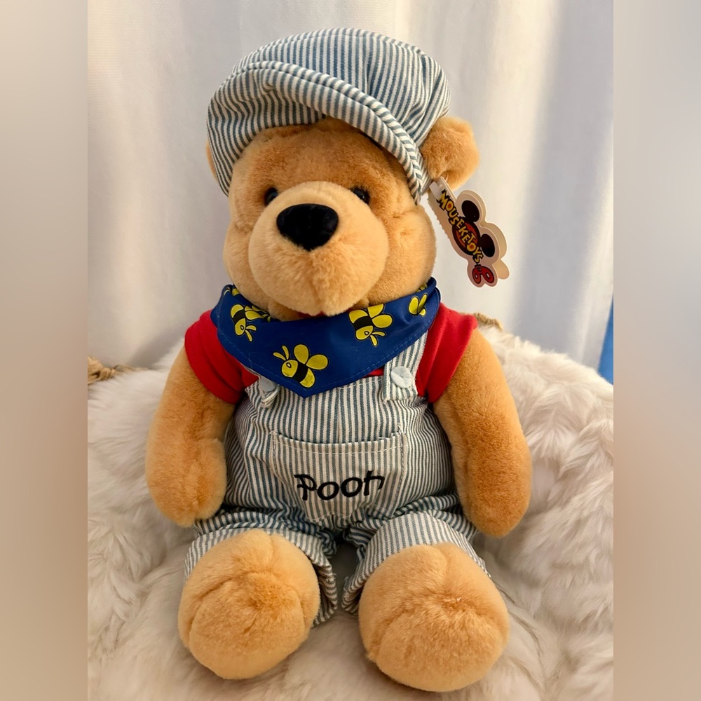 Disney Vintage Winnie The Pooh Choo Choo Plus Stuffed Toy Railroad Conductor